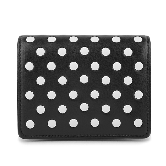 Miu Miu Bifold Wallet Dot Studs Black White - Picture 2 of 9